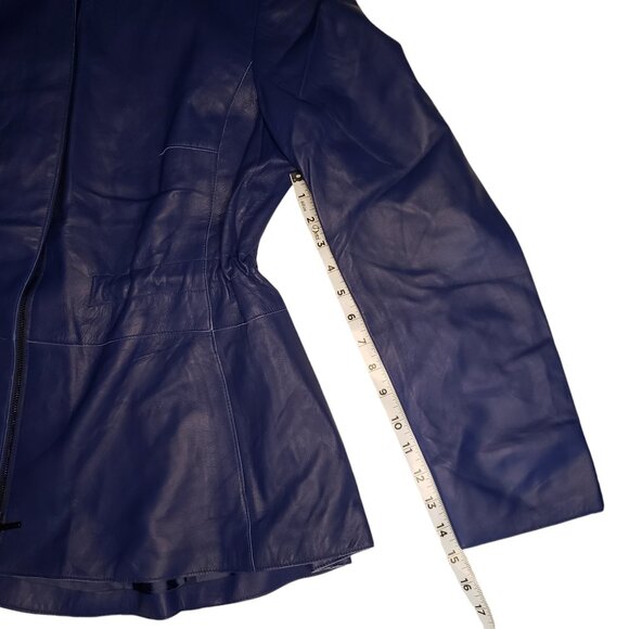 Akris Punto Lambskin Jacket Size 12 Blue - Picture 8 of 12